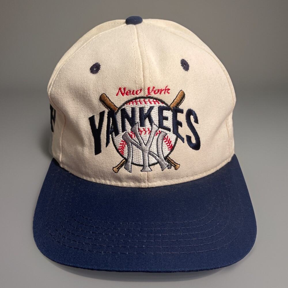 Vintage Rare New York Yankees Hat 90’s #1 Apparel Drawstring Cinch Cord